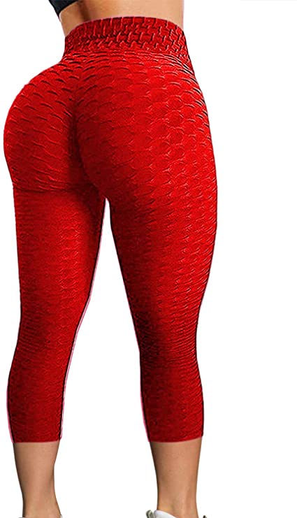 CROSS1946 Sexy Women's Textured Booty Yoga Pants High Waist Ruched Workout Butt Lifting Pants Tummy Control Push Up