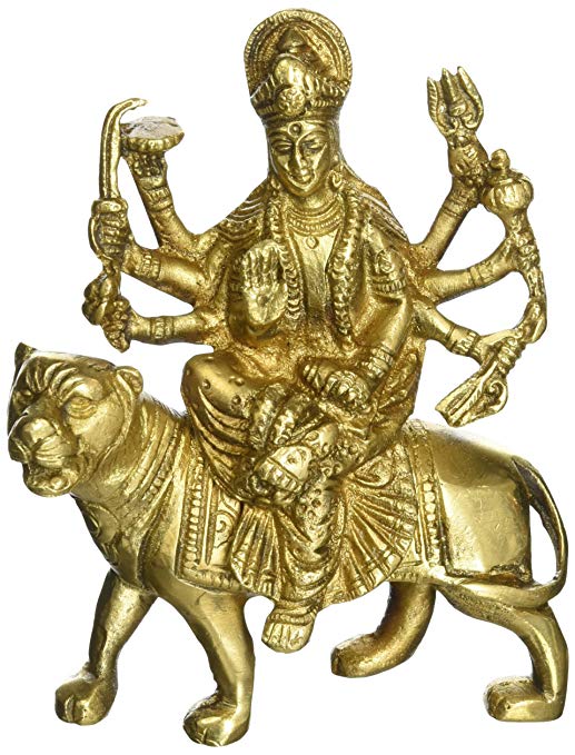 Antique Goddess Durga Metal Brass Sculpture