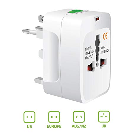 All-In-One International Travel Plug Adapter, Universal Worldwide Travel Adaptor in USA EU UK AUS –  Great for the iPhone/Smartphones/Laptops etc by Cellet CyonGear