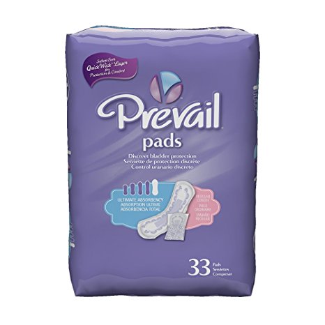 Prevail Dri-Fit Ultimate Absorbency Incontinence Bladder Control Pads, Regular, 33-Count