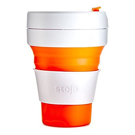 Stojo Collapsible Pocket Cup, Silicone, Orange, 5 x 9 x 9 cm