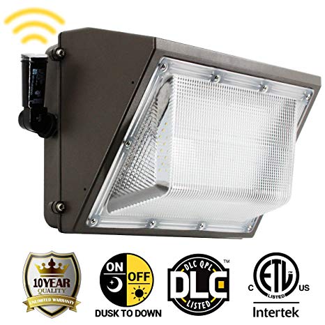 100W Led Wall Pack Light, Dusk to Dawn Photocell for 120-277V, Outdoor Lighting, 5000K, 11000Lumen, Ip65 Waterproof Security Area Lighting, 5 Years Warranty