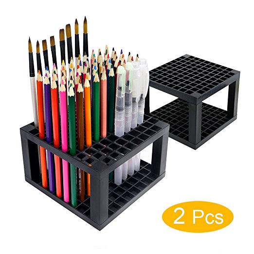 96 slots Pencil Holder - Desk Stationary Standing Organizer Holder, Perfect for Pen/Pencil, Paint Brush, Gel Pen, and More by WeiBonD (2 Packs)
