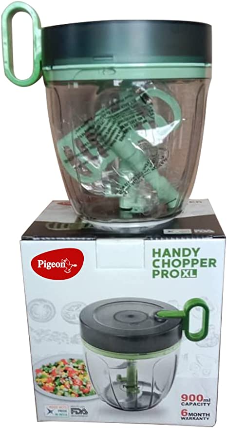 Pigeon Vegetable Chopper | Handy and Compact Manual Food Chopper with Stainless Steel Blades | 0.9 Liters |Large Hand Powered| Onion Chopper | Vegetable Cutter | Veggie Chopper | Pull Chopper