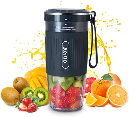 Aeitto Portable Blender, Cordless Personal Blender Juicer Cup, Mini Mixer, Smoothies Maker Blender with USB Rechargeable, BPA Free, 10oz, for Home, Office, Sports, Travel, OutdoorS