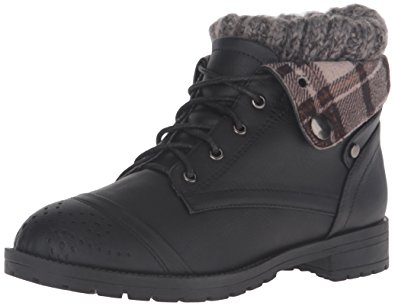 Sibba Women's Combat Style Lace Up Leatherette Sweater Knit Fold Down Ankle Booties