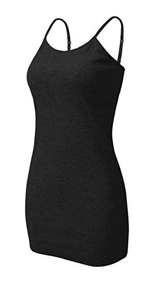 ATTRACO Womens Ribbed Tank Top Long Camisoles Shelf Bra Racerback Layering Cami