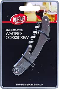 Tablecraft Stainless Steel Matte Finish Waiter's Corkscrew, Metallic