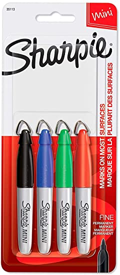 Sharpie Mini Permanent Markers, Fine Point, Assorted Colors, 35113PP, 1 Pack of 4