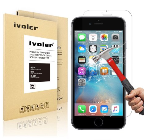 iPhone 6 6S Screen Protector, iVoler iPhone 6 & 6S Glass Screen Protector [3D Touch Compatible - Tempered Glass] 0.2mm Screen Protection Case Fit [Lifetime Warranty]