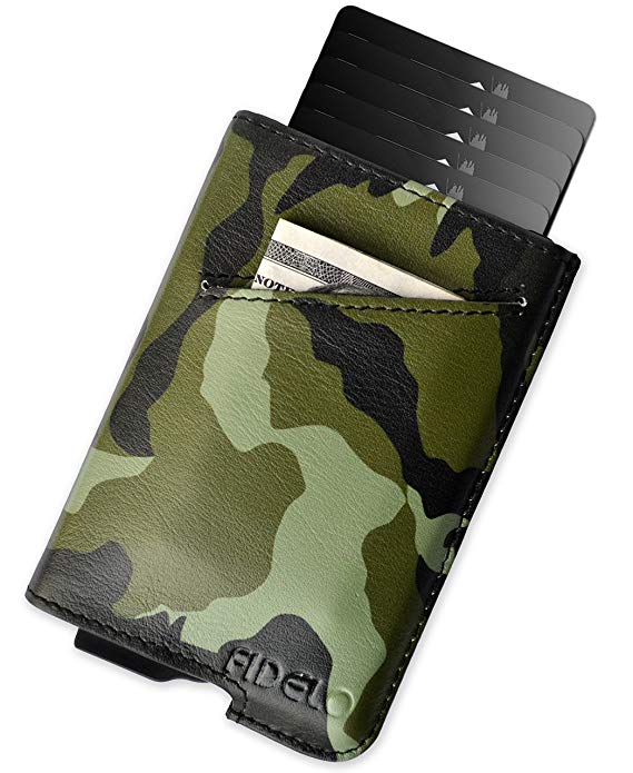 FIDELO Minimalist Wallet for Men – RFID Slim Credit Card Holder   Money Clip Bands & Leather Case
