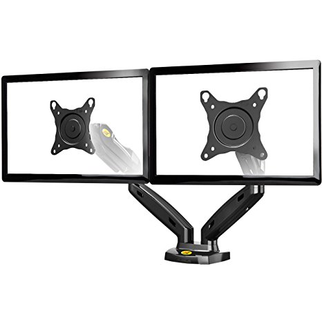 North Bayou Flexi Full Montion Articulating Gas Spring Dual Display Desk Mount F160. Fits Most LED,LCD,Flat Panel Screens Size 17-27 inches each branch,support load from 4.4 to 14.3 lbs (2~6.5kg) each branch.