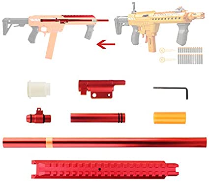 JGCWorker Stefan Short Darts Upgrade Tube Bolt Metal Breech Rail Kits for Adventure Force Nexus Pro Modify Toy (Red)