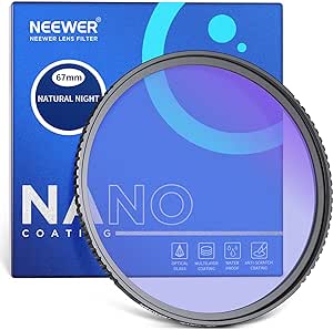 NEEWER 67mm Natural Night Filter with HD Neodymium Glass Build, Light Pollution Reduction Filter with Anti Reflective and Anti Fingerprint Multi Coatings for Night City Sky Shots, No Color Cast