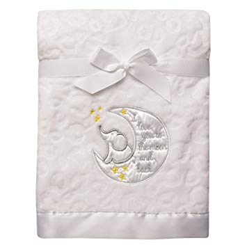 Baby Starters Sculpted Micro Velour Blanket with Satin Applique, I Love You to The Moon and Back