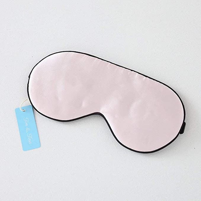 Tim&Tina 100% Silk Sleep Mask Comfortable,Super Soft Blindfold Eye mask Block Light for Sleeping,Shift Work,Naps with Carry Pouch Adjustable Strap (Pink)