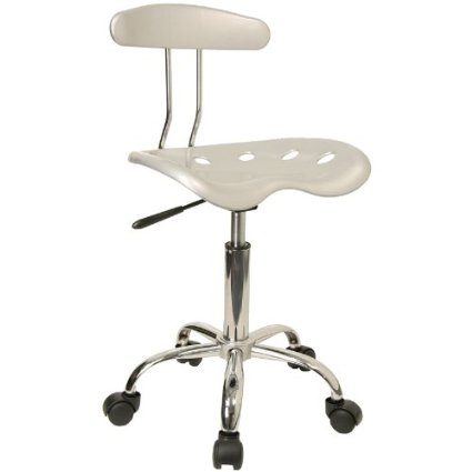 Flash Furniture LF-214-SILVER-GG Vibrant Silver and Chrome Computer Task Chair with Tractor Seat