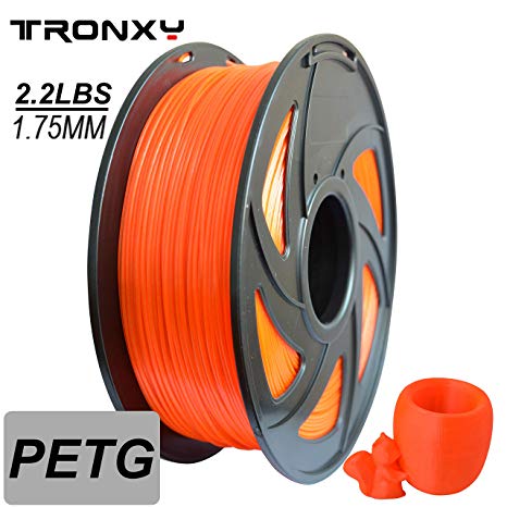 PETG 3D Printer Filament 1.75mm, Diameter Tolerance  /- 0.05 mm, 1 KG （2.2lbs）Spool, 1.75 mm PETG Filament for 3D Printer (Orange)