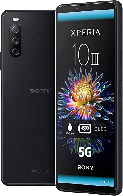 Sony Xperia 10 III - 6.0 Inch 21:9 Wide™ FHD  HDR OLED display - Triple lens camera - 3.5 mm audio jack - Android 11 - SIM free - 6GB RAM - 128GB Storage - IP65/68 rating - Dual SIM hybrid* - Black