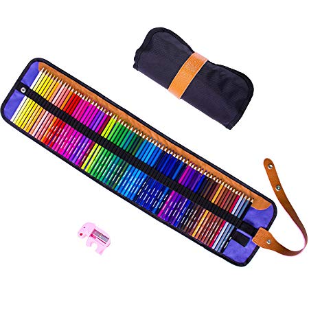 Coloring Pencils Set, Rock Ninja 72 Art Grade Colored Pencils with Premium Black Roll-Up Canvas Case for Artists, Children & Adults, According to DIN EN71, With Sharpener