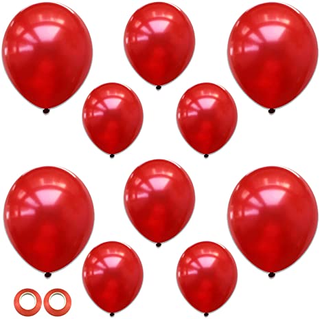 Garnet Red Balloons,3 Different Sizes 77 Pack Latex Red Balloons 12 Inch,5 Inch, 10 Inch for Christmas New Year Wedding Bridal Birthday Anniversary Party Decorations