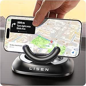 LISEN Car Phone Holder,Suction Cup Phone Mount,360 Phone Holder Rotating Car Dashboard Phone Holder,iPhone Car Holder Mount Fit for iPhone 16 Pro Max Plus/15/14/13/12,Samsung Series,Smartphones,Black