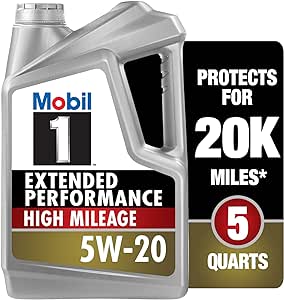 Mobil 1-123840 Extended Performance High Mileage 5W-20; 5QT, Gray