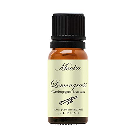 Lemongrass Essential Oil by Mooka - 100% Pure Therapeutic Grade Aromatherapy Lemongrass Oil - 10ml w/Free Recipe E-Book