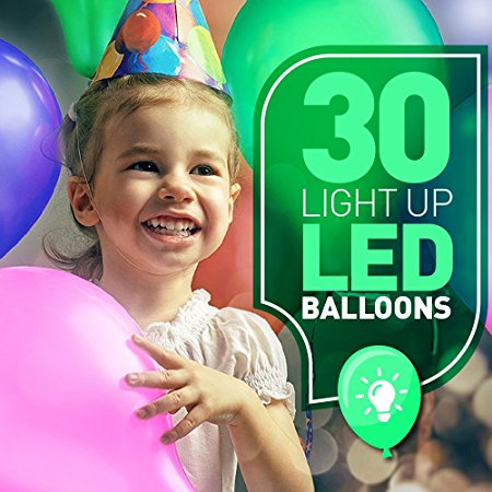 Light Up LED Party Balloons – Make your Kids Birthday Special with Glowing Decorations – Balloon with Long Lasting 48 Hour Lights - Great for Glow in the Dark Parties and Celebrations