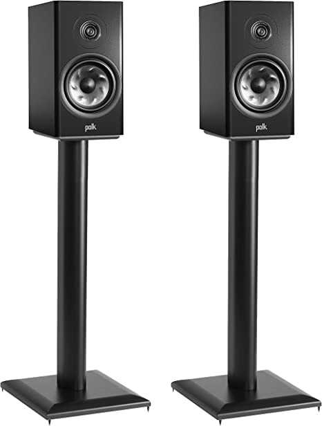 ECHOGEAR Premium Universal Floor Speaker Stands - Vibration-Absorbing MDF Design Works with Edifier, Polk, & Other Bookshelf Speakers Or Studio Monitors - Includes Sound Iso Pads & Carpet Spikes