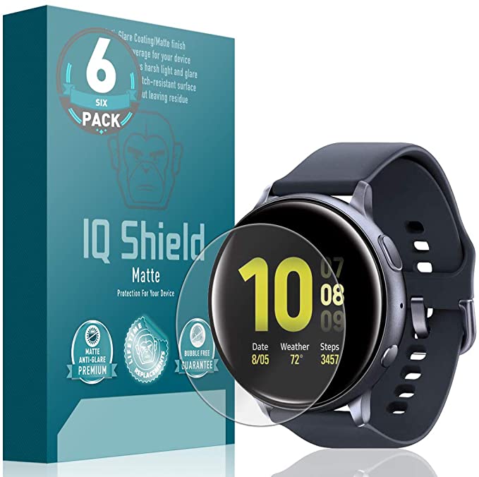 IQ Shield Matte Screen Protector Compatible with Samsung Galaxy Watch Active2 (44mm, 2019)(6-Pack) Anti-Glare Anti-Bubble Film