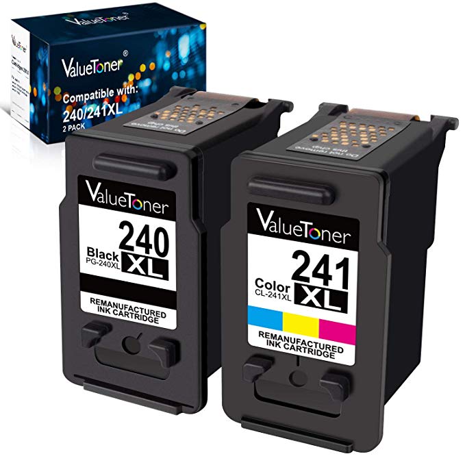 Valuetoner Remanufactured Ink Cartridge Replacement for Canon 240XL 241XL PG-240 XL CL-241 XL 5206B005 5206B001 for Pixma TS5120 MG3620 MG3520 MX432 MX532 MX512 High Yield (1 Black, 1 Color, 2 Pack)