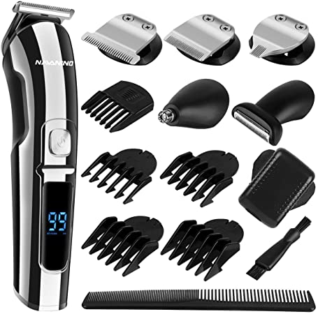 NAVANINO Professional Hair Clippers, Rechargeable Cordless Clippers Hair Trimmer Beard Shaver Electric Haircut Kit Waterproof for Men and Family Use