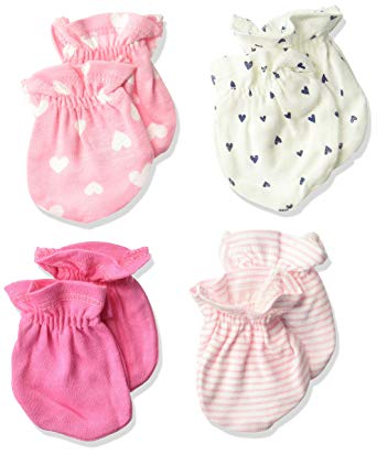 Gerber Baby Girls' 4-pair Mittens