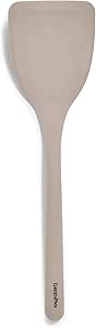 GreenPan Silicone Solid Turner Spatula, Flipping Cooking Kitchen Utensil, Flexible Rubber Nonstick Cookware, Rigid Steel Core, Heat-Resistant, Anti-Slip Handle, BPA-Free, Dishwasher Safe, Taupe