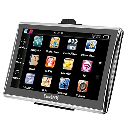 EasySMX 84H-3 GPS Navigator 7 Inch TFT LCD Touch Screen Preloaded Maps Music/Movie Player Multi-language Compatible with Window XP