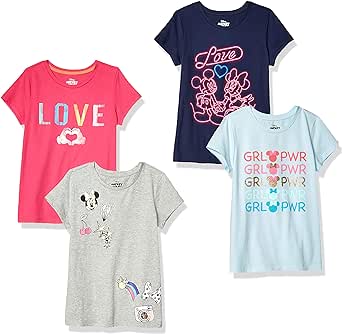 Amazon Essentials Disney | Marvel | Star Wars | Frozen | Princess Girls and Toddlers' Short-Sleeve T-Shirts, Multipacks