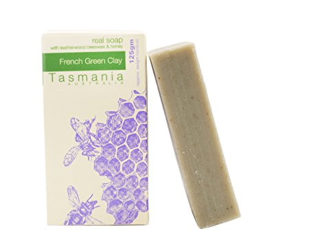 French Green Clay with Raw Leatherwood Honey Soap | 100% Natural & Organic Soap | Detoxifies & Moisturizes | Gentle for Face & Body | Handmade by Beauty and the Bees Tasmania