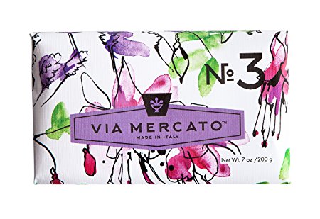 Via Mercato Italian Soap Bar (200g), No. 3 - Pepe Rosa, Lavender and Vanilla Bean