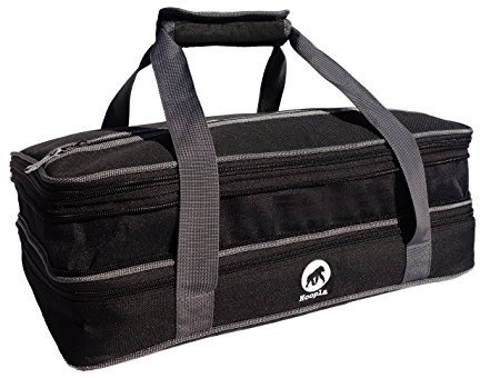 Hoopla Gorilla Bags - New Improved Larger - Deluxe Expandable Double Layered Insulated Food Carrier with Easy Carry Handle - Extra Large - Black and Grey