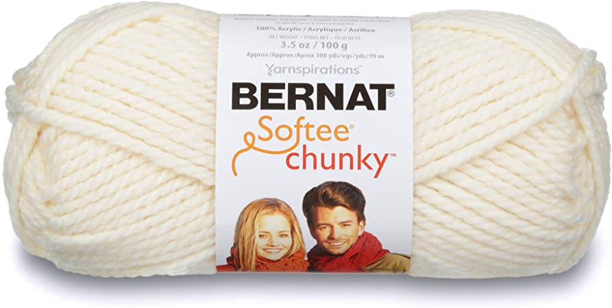 Bernat Softee Chunky Yarn, 3.5 Oz, Gauge 6 Super Bulky, Natural