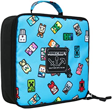 JINX Minecraft Bobble Mobs Insulated Kids School Lunch Box, Blue, 8.5"x 4"