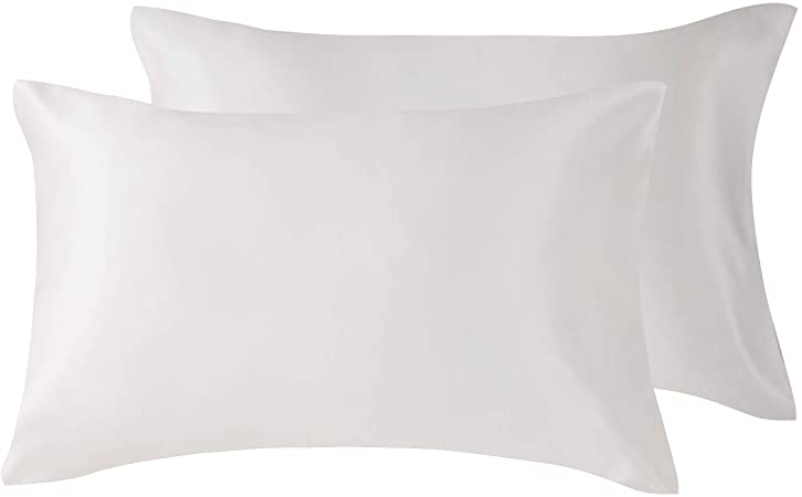 EXQ Home Satin Pillowcase for Hair and Skin,Cooling Pillow Cases King Size Pillow Case Set of 2 Satin Pillow Covers with Envelope Closure White (20x40 inches)