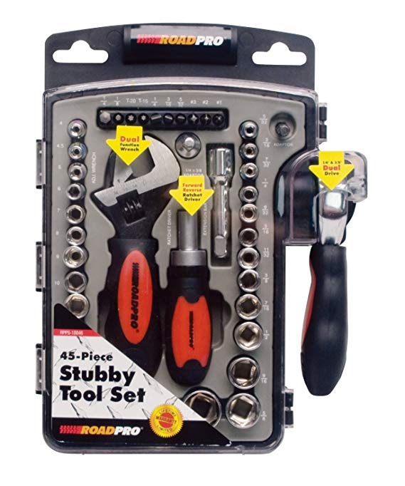 RoadPro RPPS-10046 45-Piece Stubby Tool Set with Case