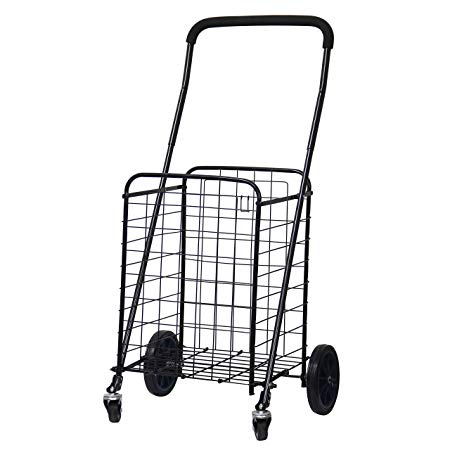 FORUP Utility Shopping Cart with Rolling Swivel Wheels (Black)
