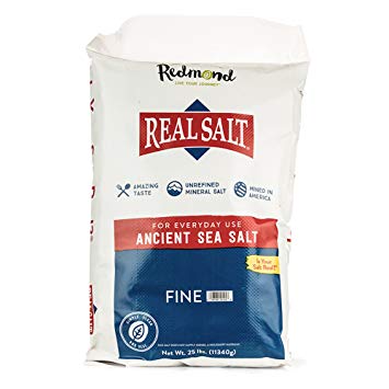 Redmond Real Sea Salt - Natural Unrefined Organic Gluten Free Fine, 25 Pound Bag