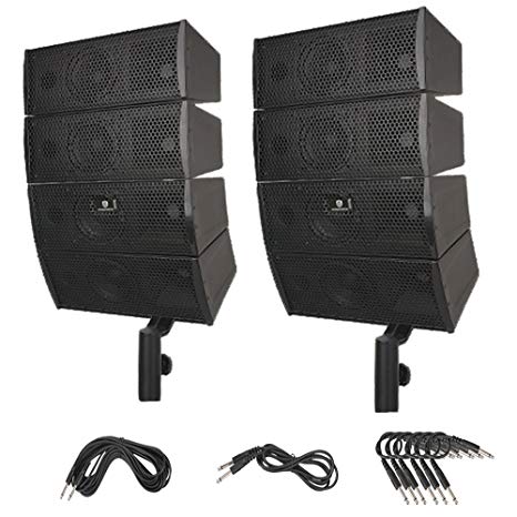 PRORECK CLUB A 4X4" Passive Line Array Speaker System Sets with Connecting Cables Eight Tweeter and Eight mid-tweeters, 8 Ohms Impedance