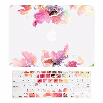 TOP CASE – 2 in 1 Bundle Deal Retina 13-Inch Vibrant Summer Graphics Rubberized Hard Case   Keyboard Cover for MacBook Pro 13" with Retina Display Model A1425 / A1502 - Violet Reflection