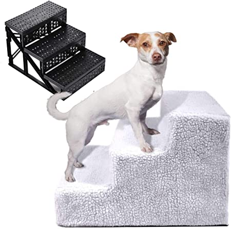 JAXPETY Dog Steps for Bed,Pet Steps for Small Dogs 3 Steps for Puppy Kitten Small Animals up to 55 lbs