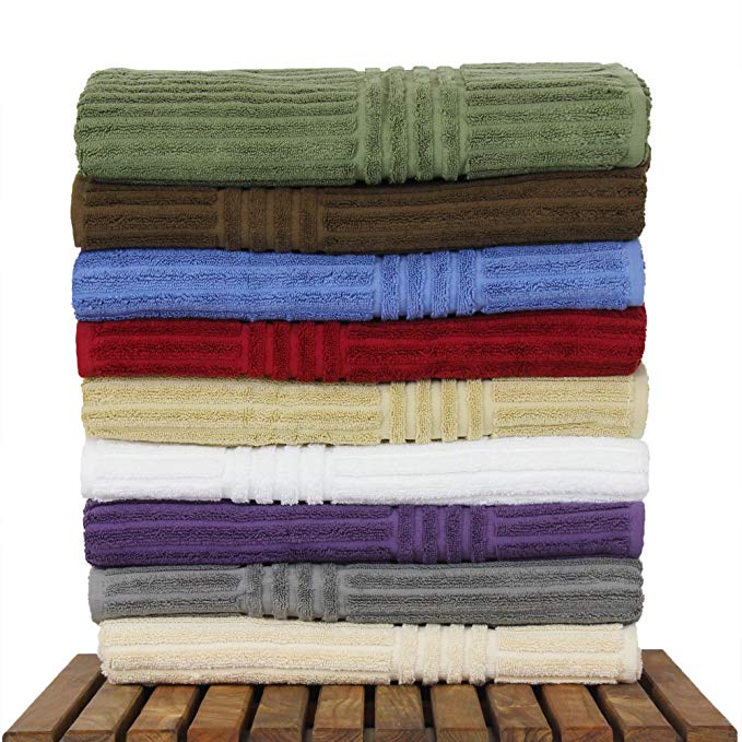 Bare Cotton Luxury Hotel & Spa Towel 100% pure Turkish Cotton Ribbed pattren - Hand Towel - Mix Color - Set of 6